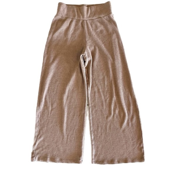 Abercrombie & Fitch High Rise Wide Leg Waffle Lounge Pants in Tan Size XS - Picture 5 of 7